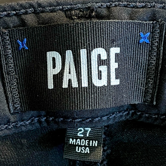 ✨HP✨  “PAIGE” LADIES BLACK ZIP & BUTTON-UP HOXTON CROP RIPPED JEANS, SIZE 27 - Picture 8 of 9